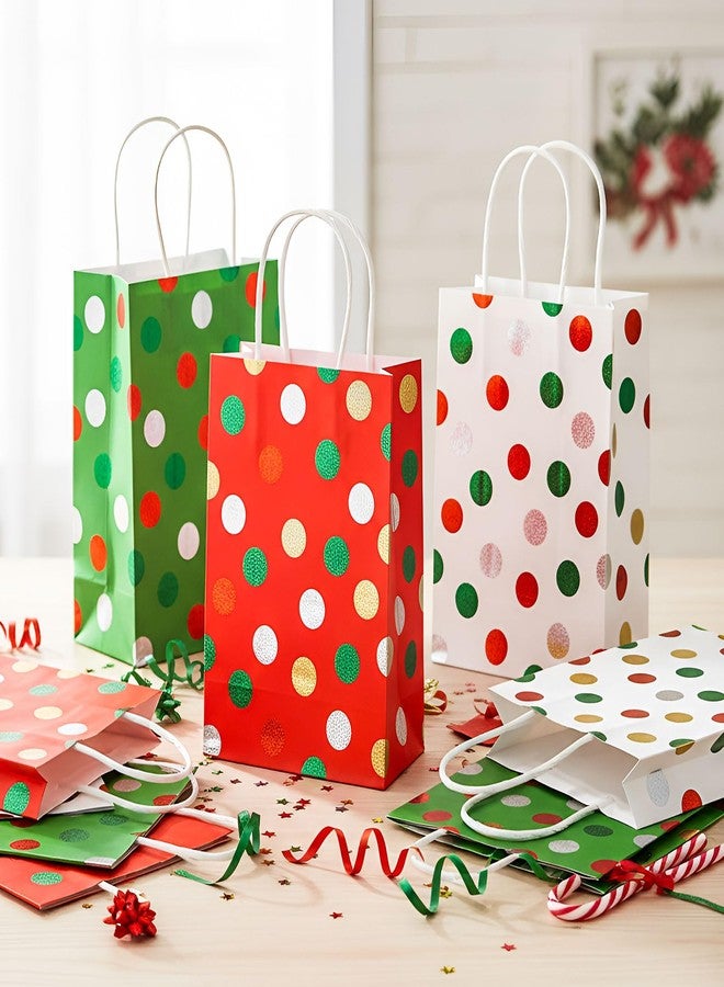 Eaasty 24 Pcs Christmas Gift Bags Bulk with Handles, Glitter 6x8x3'' Xmas Kraft Paper Goody Bags for Christmas Party Favors Birthday Friends Holidays Packing Wrapping Treat, 3 Style - Image 5